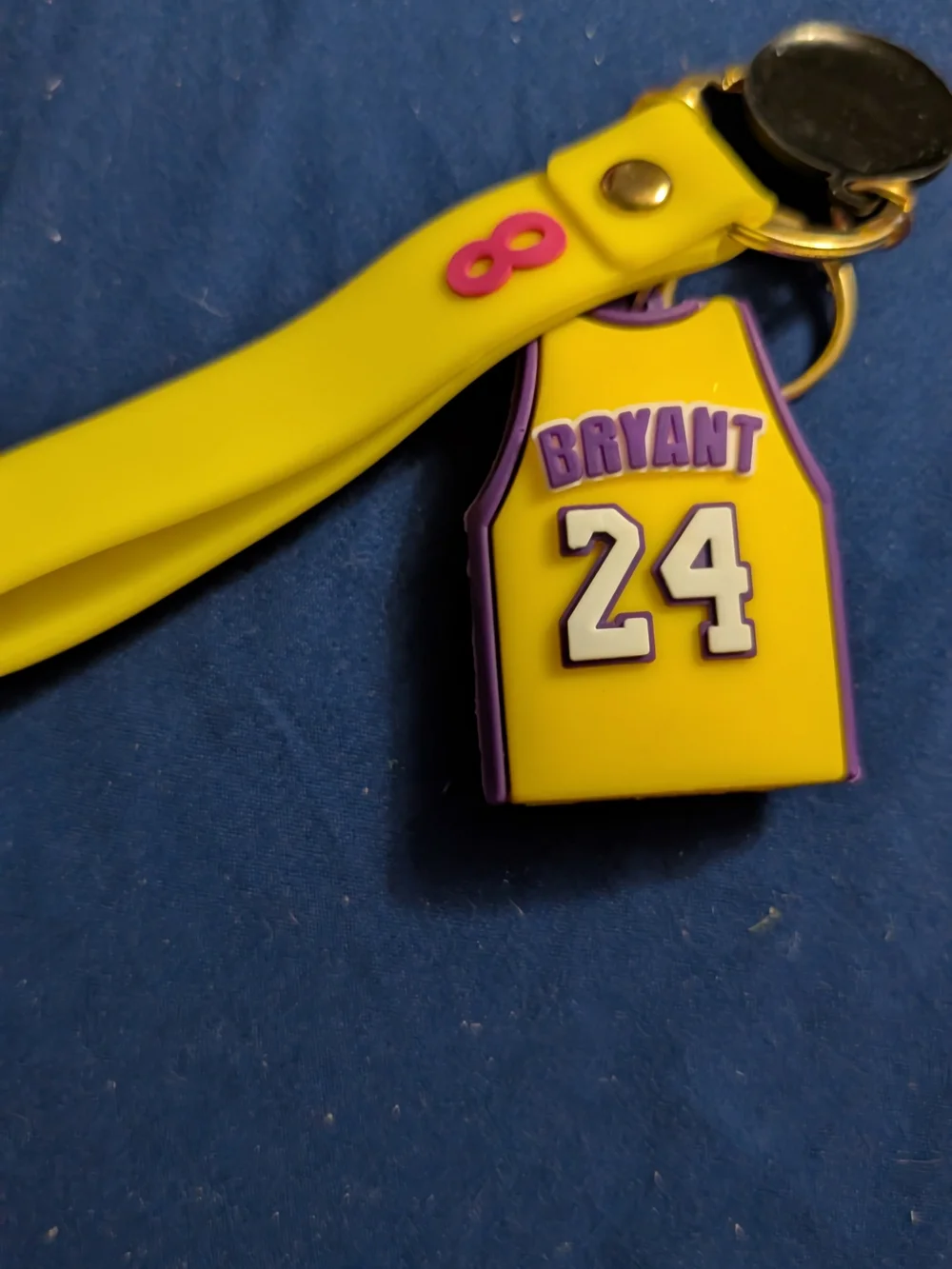 Los Angeles Lakers Yellow Jersey Keychain with 'I Love Kobe 24' Strap